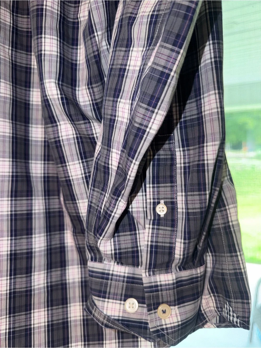 Banana Republic Black & White Plaid Button-Down Shirt